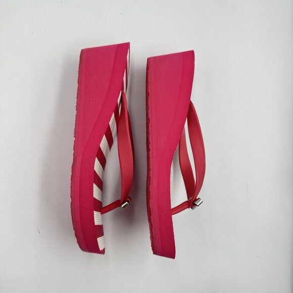 Coach Loralyn Red/White Stripe Wedge Thong Slip On Sandals Flip Flops Sz US 6 - Picture 8 of 8
